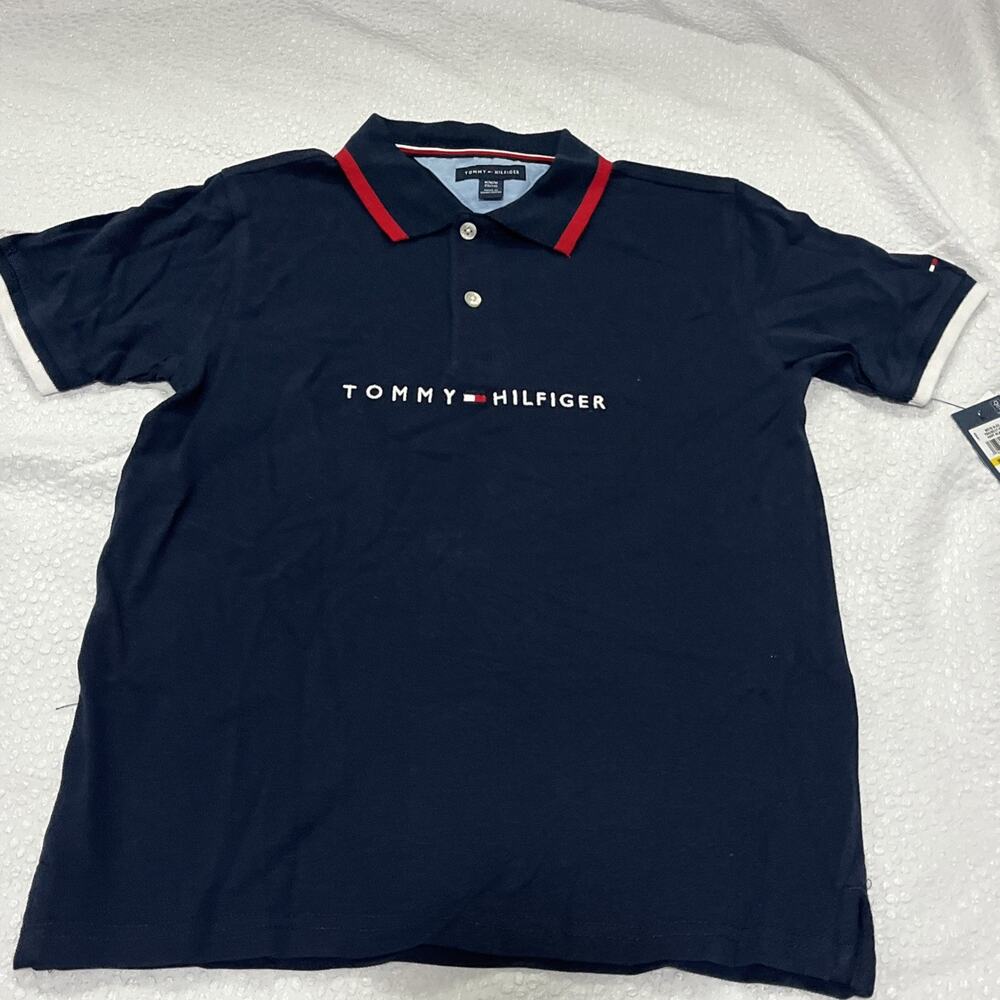 TOMMY HILFIGER BOYS POLO SHIRT SZ M (12-14) Navy Blue NWT
